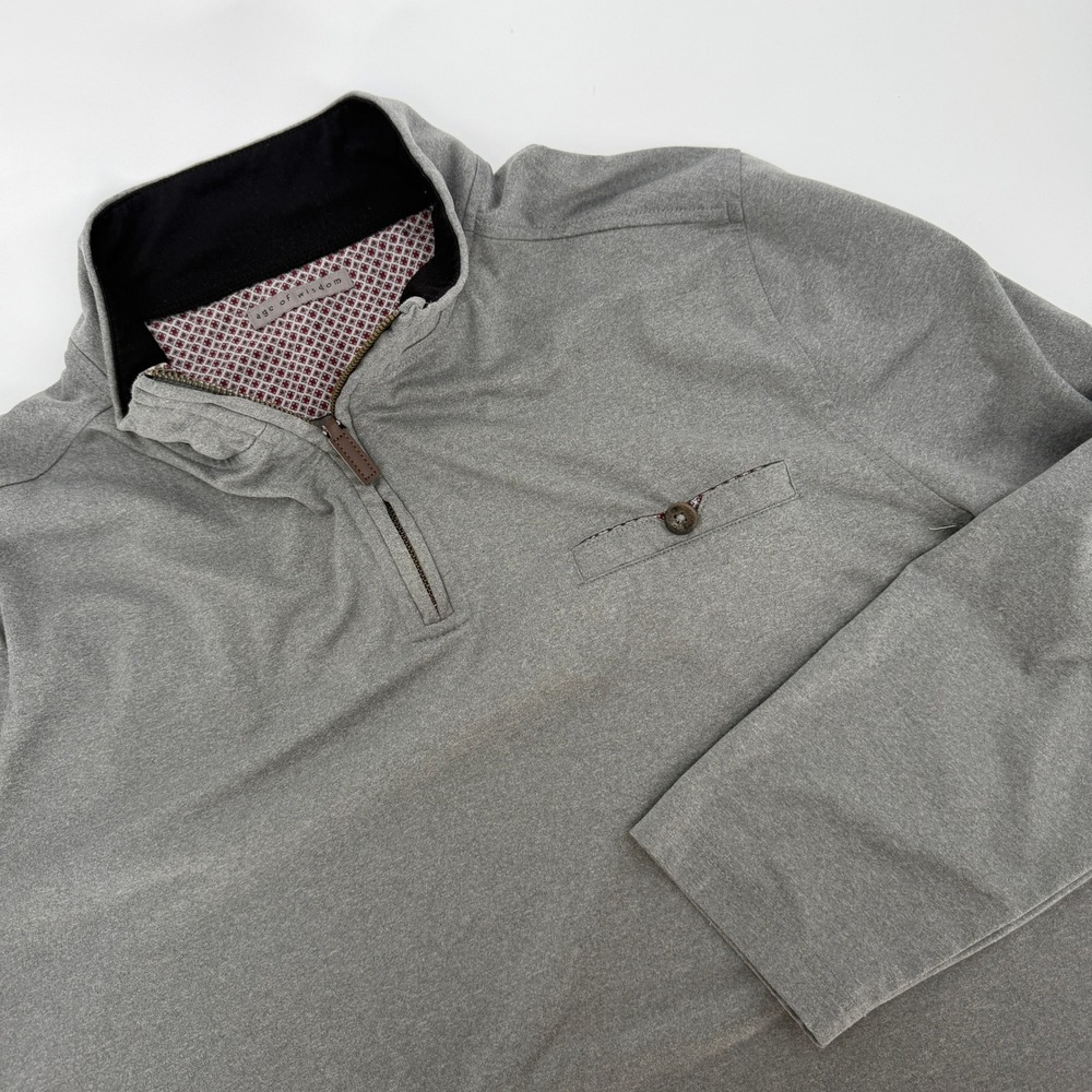 Age of Wisdom Mens XL Gray Quarter Zip Pullover Long Sleeve Stretch Mock Neck